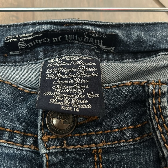 Stretchy source of wisdom med color boot leg jeans - Picture 3 of 5